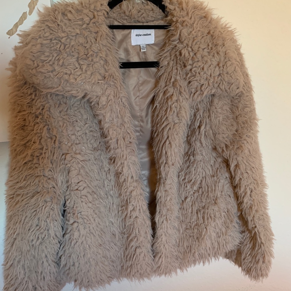 Skylar+Madison brown/beige furry jacket size large